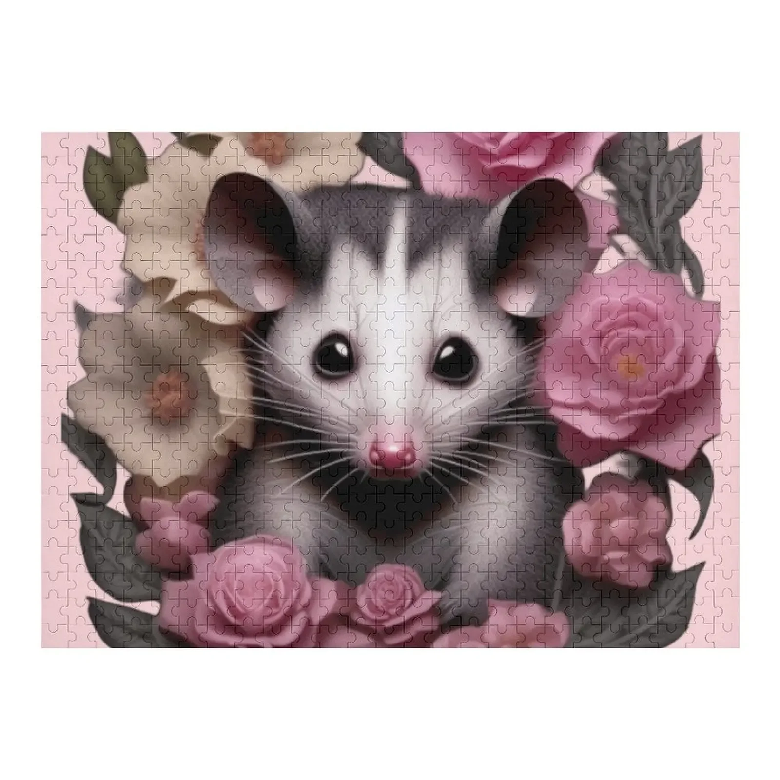 

Cute opossum floral Jigsaw Puzzle Personalized Gift Married Custom Jigsaw Wood Name Iq Puzzle