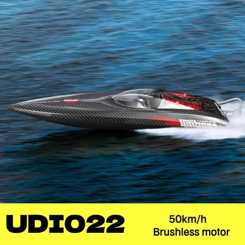 Udi022 New 2.4G 4CH 50km/h High Speed RC Boat Brushless Speedboat Tylosaurus Led Lights Reverse Water Cooling System Model Toy