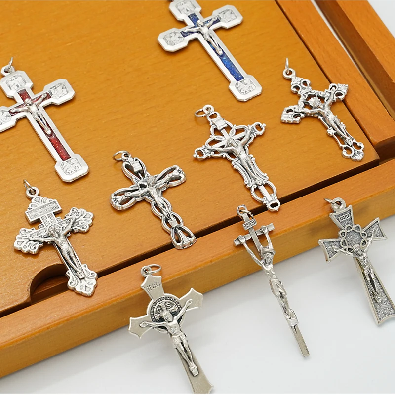 Alloy Charms Cross Pendant DIY Necklace Bracelet Jewelry Making Accessories Rosary Bitter Statue Pendant