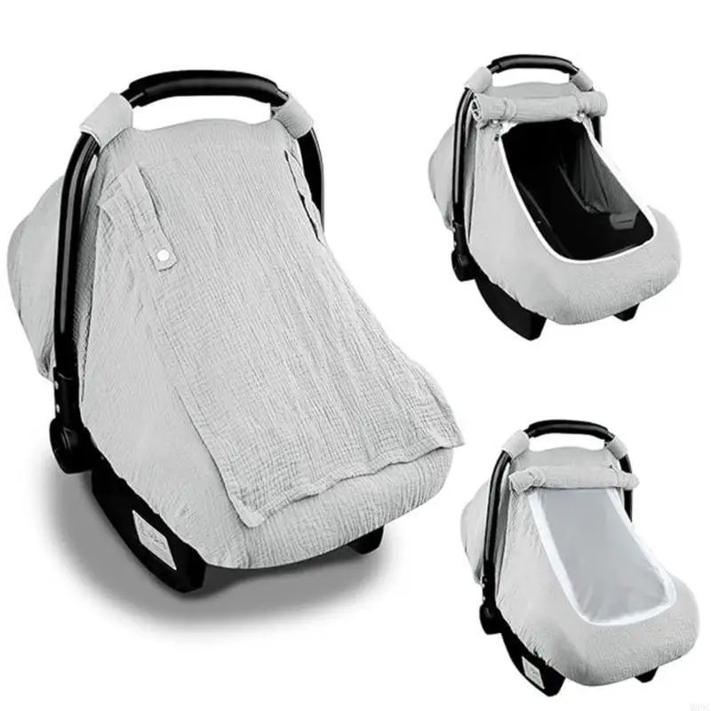 M89C Soft & Comfortable Baby Bassinet Cover with Breathable Window Solid Color Safety Seats Protector Sleeve for Travel
