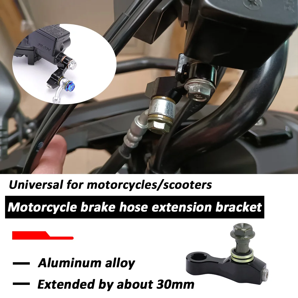 

Motorcycle Universal Brake Fluid Hose Extension Bracket7075 CNC Aluminum 304 Stainless Steel M10x1.25 Brake Hose For Brembo RCS