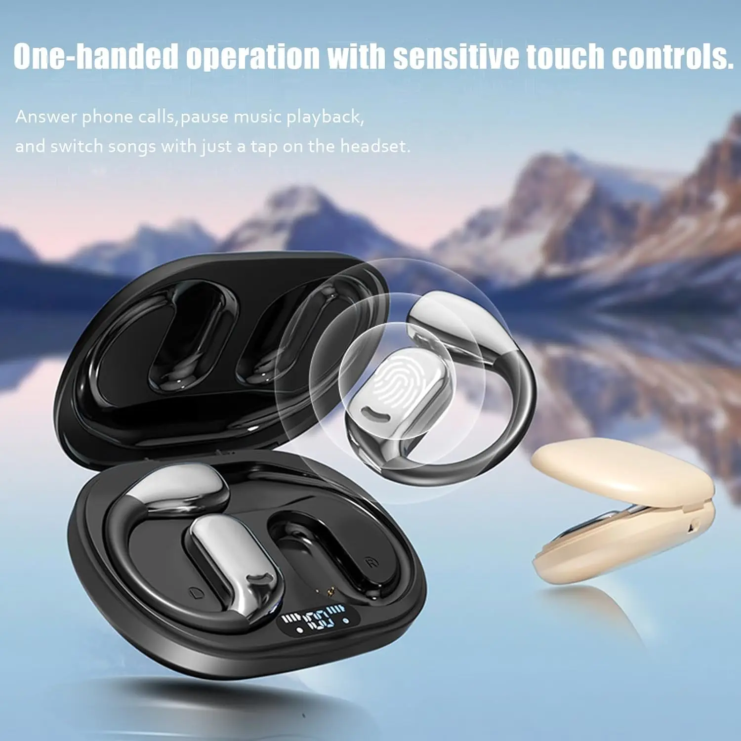 

OWS Bluetooth earphones, zero-gravity hooks, BT 5.4, Hi-Fi, directional sound transmission, touch control, running earphones.