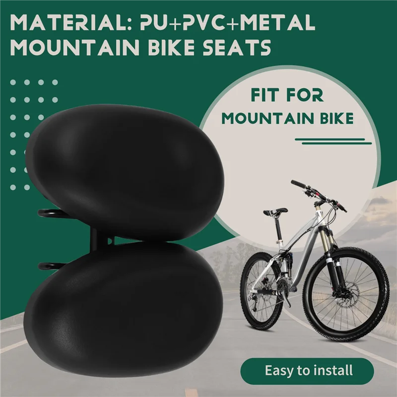 A44F-New مقعد دراجة بدون أنف مقعد دراجة مريح للرجال والنساء مريح ناعم وسادة مزدوجة وسادة سرج