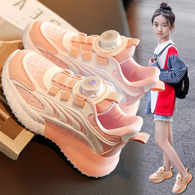 Girls Sneakers 2026 Autumn Girls Breathable Mesh Twisty Sneakers Comfort Casual Sports Shoes For Mid Big Kids Age 6-10 Years Old