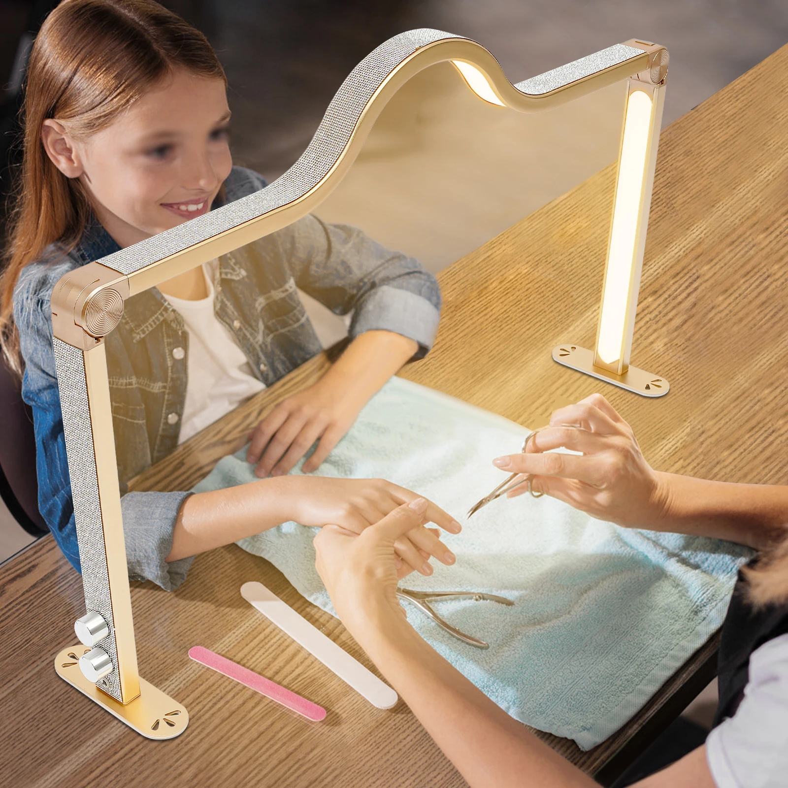 Halbmondlicht für den Schreibtisch, faltbare Nail Tech-Lampe, Helligkeit einstellbar, LED-Nagellicht, Wimpernlampe für Schönheit/Wimpern/Tattoos