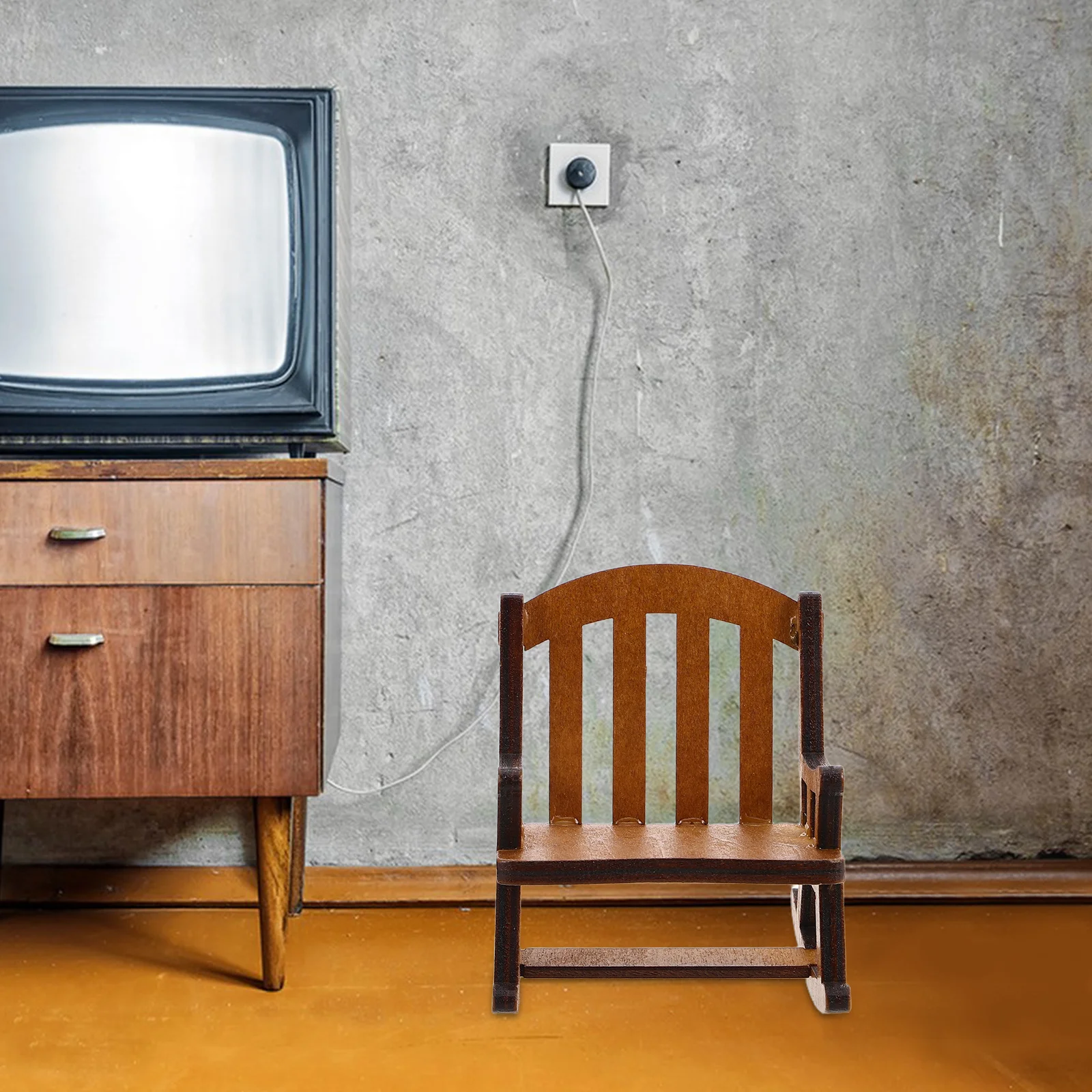 2 個ミニチュアロッキングチェア木製コンパクトデザインドールハウス家の装飾耐久性のある家具子供ままごとミニチュア