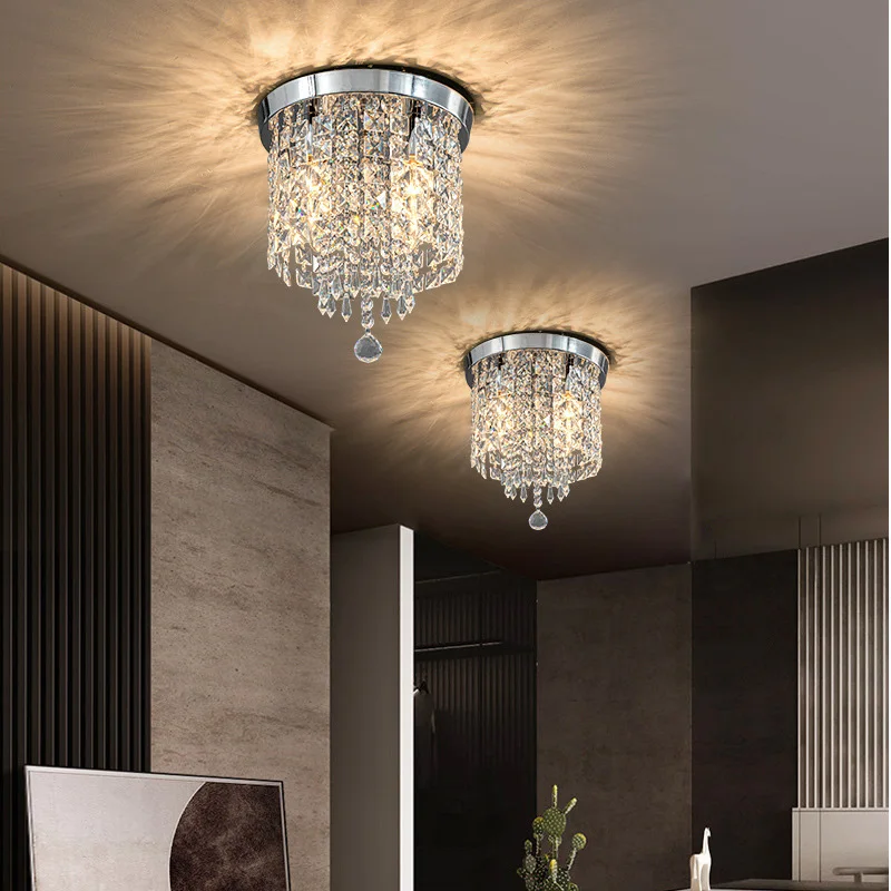 Luxury Crystal Ceiling Light Hall Corridor Porch Balcony Bedroom Light Modern Surface Mounted Bohemian Style Decoration Lighting