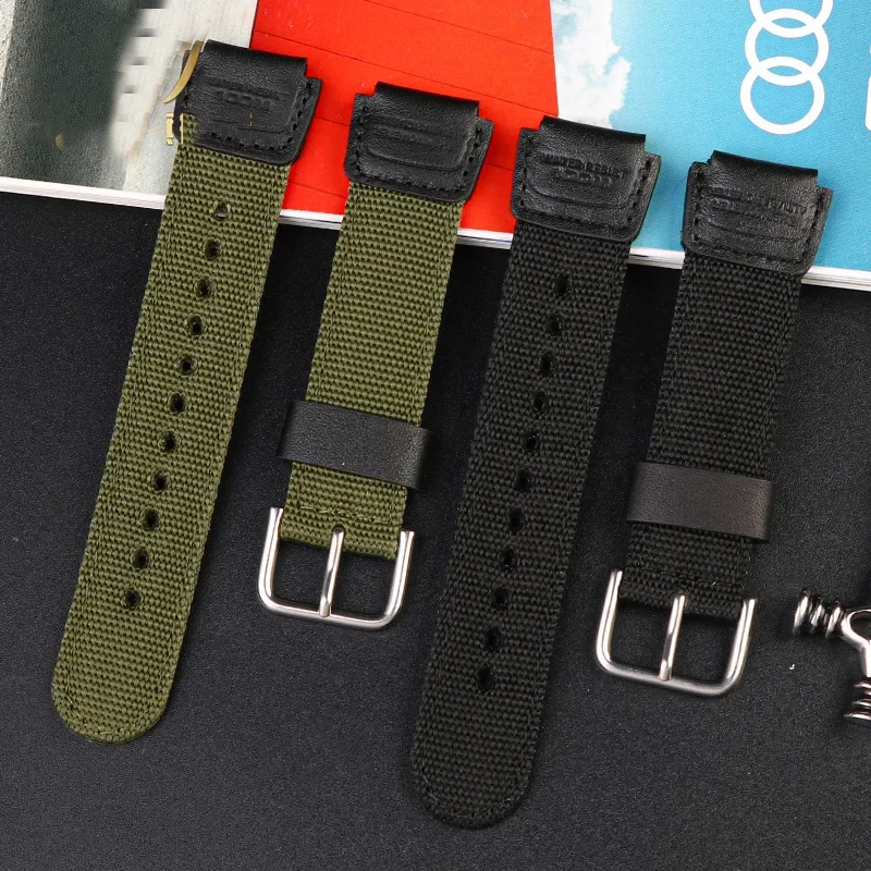 18mm Nylon Watch Strap for Casio W800H Men Canvas Sport Black Green Bracelet SGW400 F91W F84 F105/108/A158/168 AE1200/1300 Belt