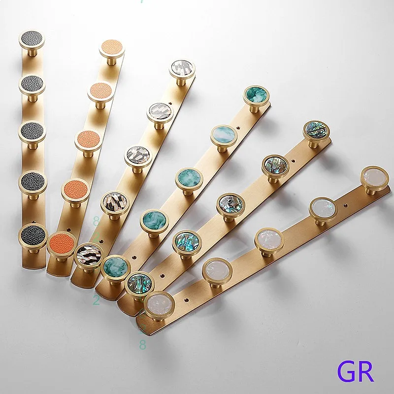 Brushed Gold Brass Hooks Wall Mounted Coat Rack Bathroom Towel Hanger Bags Clothes Holder