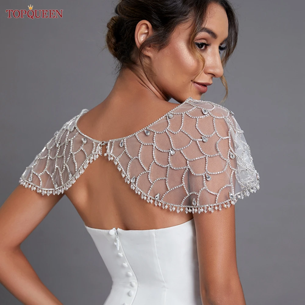 TOPQUEEN SG14 Wedding Wraps mantella da sposa Luxury Party Bolero elegante giacca per la festa nuziale gilet staccabile per il matrimonio fai da te