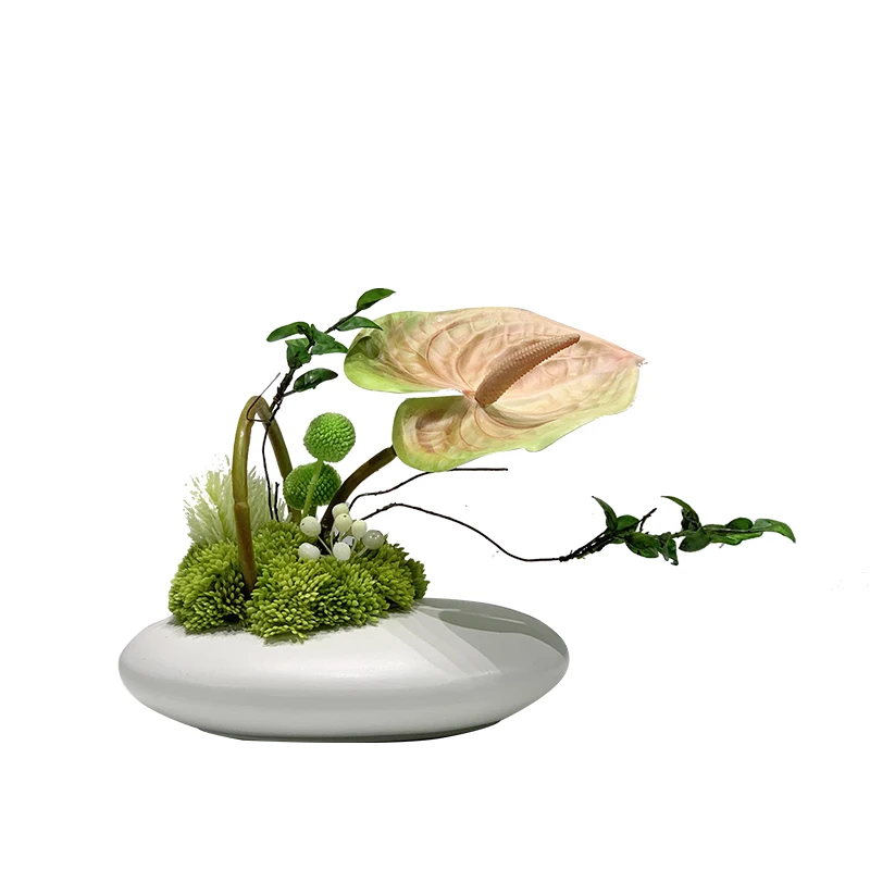 

Modern light luxury ceramic living room simulation flower art model room hotel negotiation table coffee table