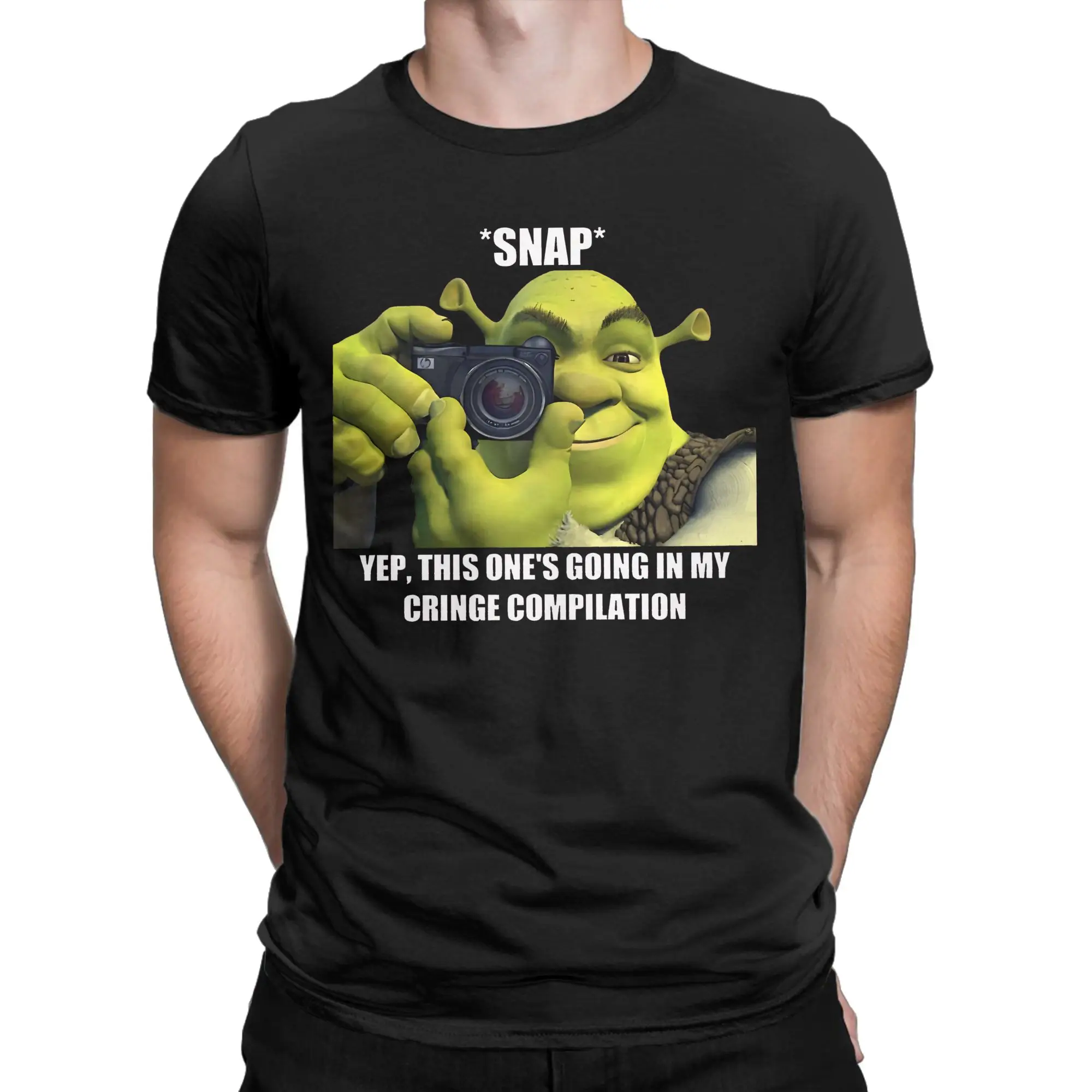 تي شيرت Shrekes Camera للرجال والنساء مطبوع عليه ملابس قطنية 100%