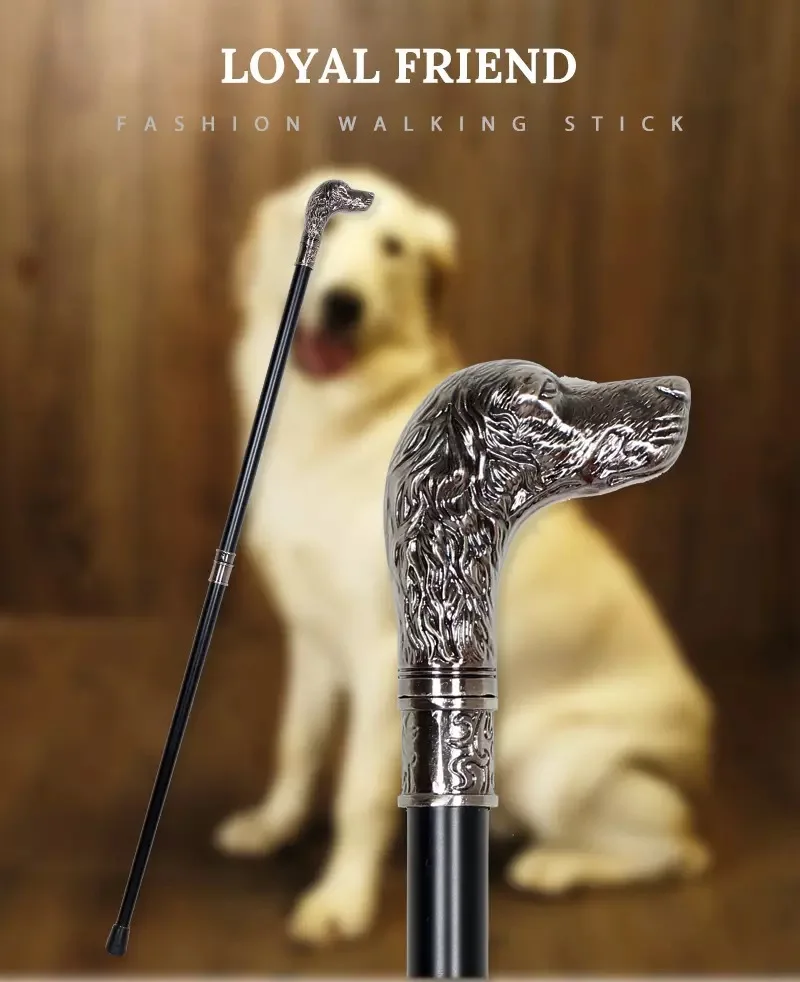 Bronze Dog Head Luxury Decorative Walking Stick Canes For Men Fashion Elegant Walking Cane Man Vintage Hand Walking Stick