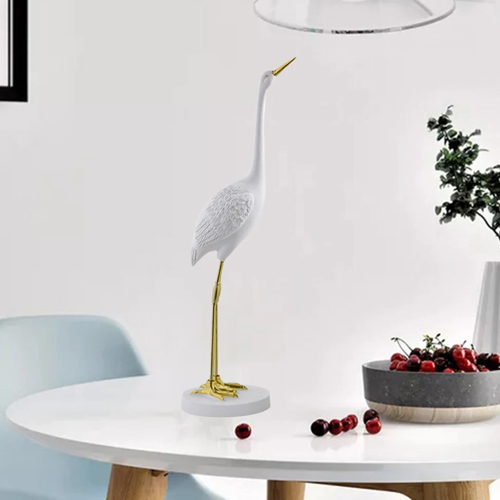 Modern Crane bocian Egret Birds figurka ręcznie robiona statua figurki z żywicy stojący żuraw statua Ornament kryty Home Decor