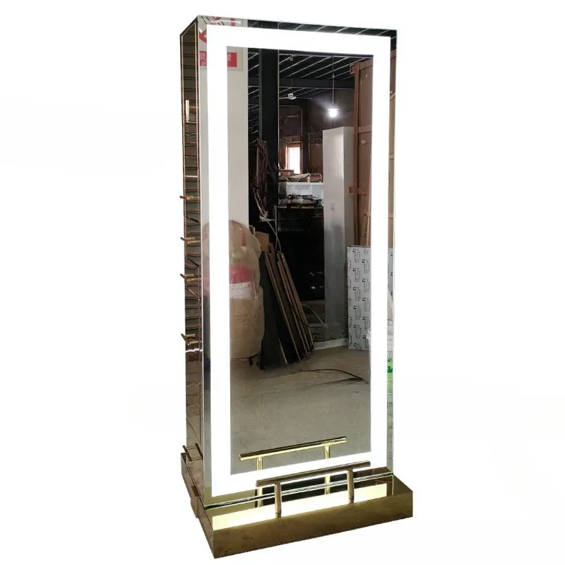 

Simple barber shop mirror with lamp floor mirror double-sided hair cutting mirror