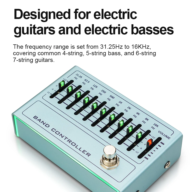 Band Controller Mini Effects Eq Equalization Electric Guitar Effects 10-Band Eq Pedal For Bass And Guitar Effects