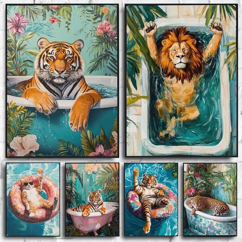 Home Bathroom Movie - Relaxing Animal on Pool Float Summer