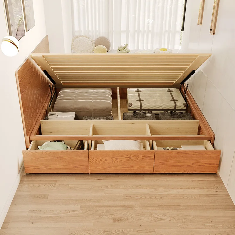 

bedside, flush edge, small apartment, high box, storage, tatami bed, box, side opening