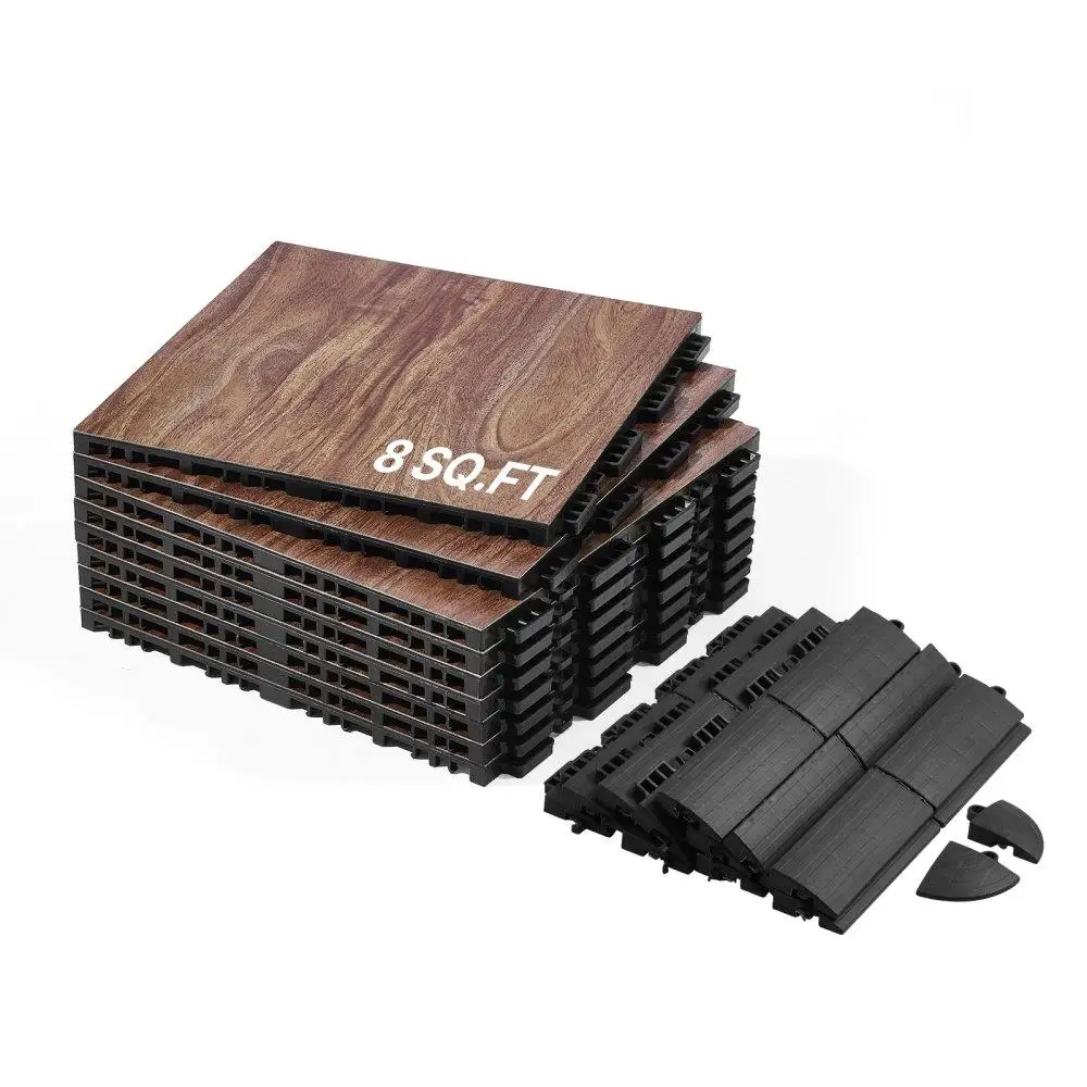 

Gym Flooring Set 9PCS Interlocking PP+PVC Puzzle Design Rubber Tiles