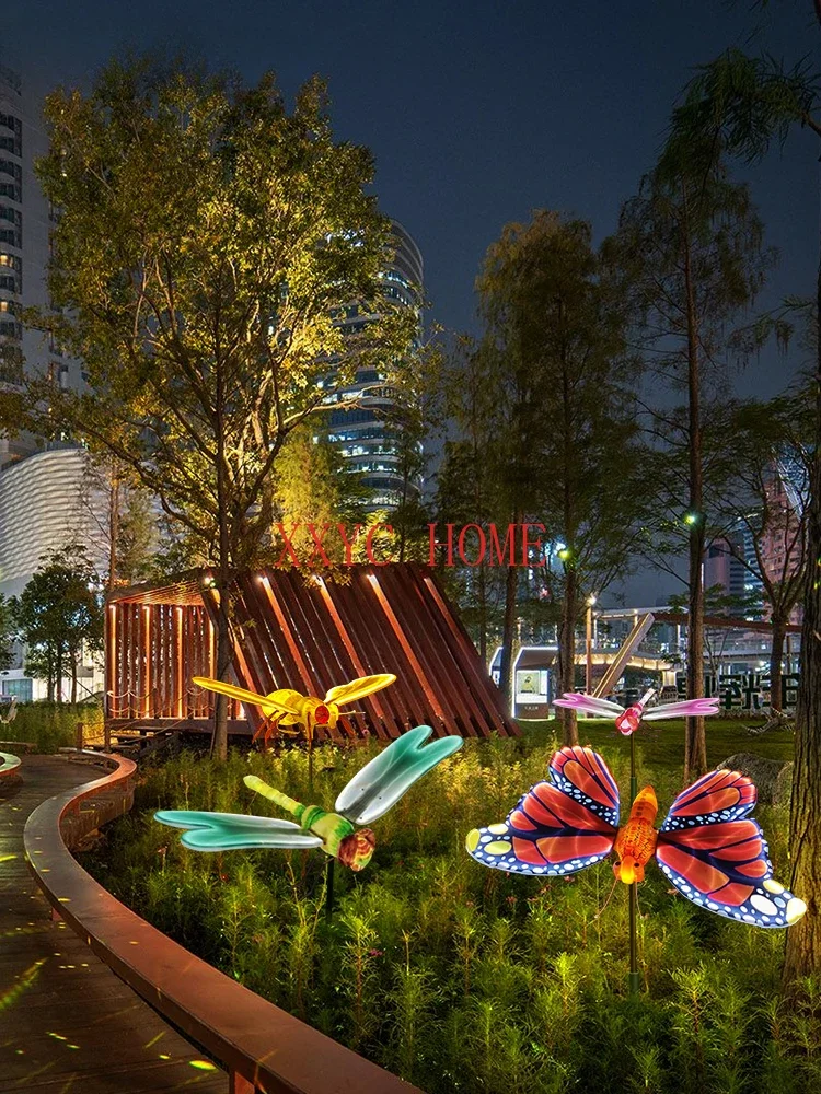 

Butterfly Bee Dragonfly Animal Light Scenic Spot Square Park Landscape Lawn Lamp Light Festival Lighting