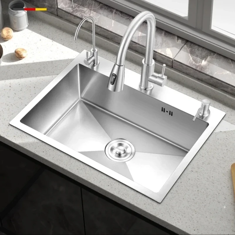 304 Stainless Steel Kitchen Sink Single Basin Bar Above Counter Undermount Installation Washing Basin