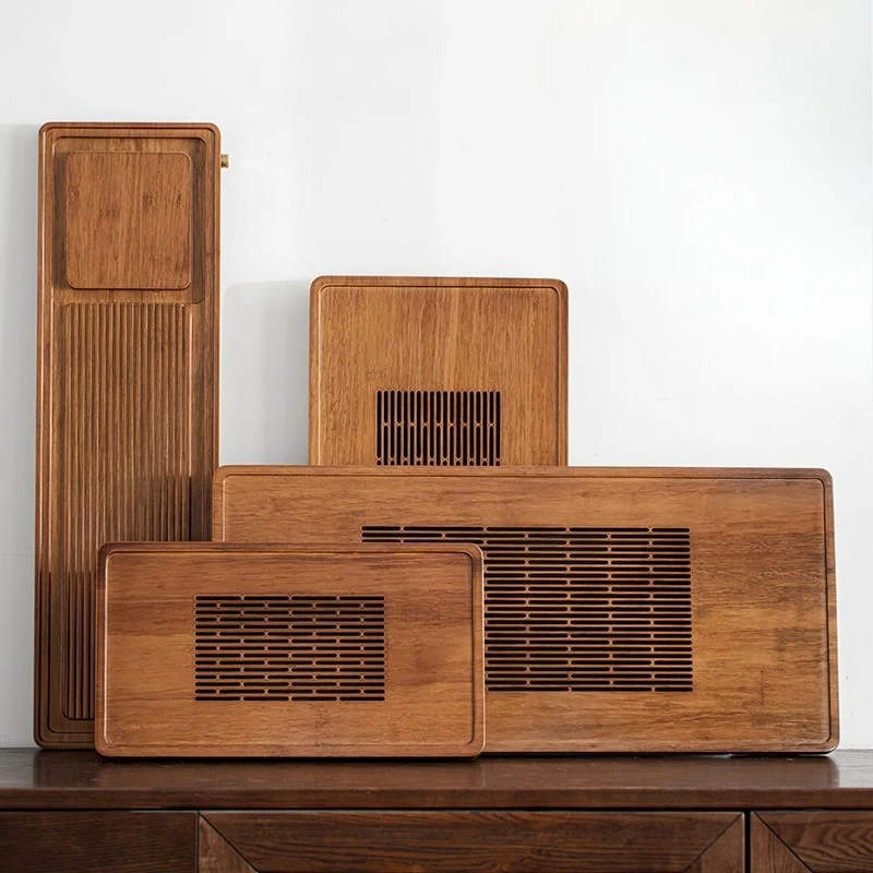 

Bamboo Tea Tray, Vintage Large Water Storage Tea Set, Home Living Room Dry Brew Tray, New Chinese Drainage Tea Drawer-Style