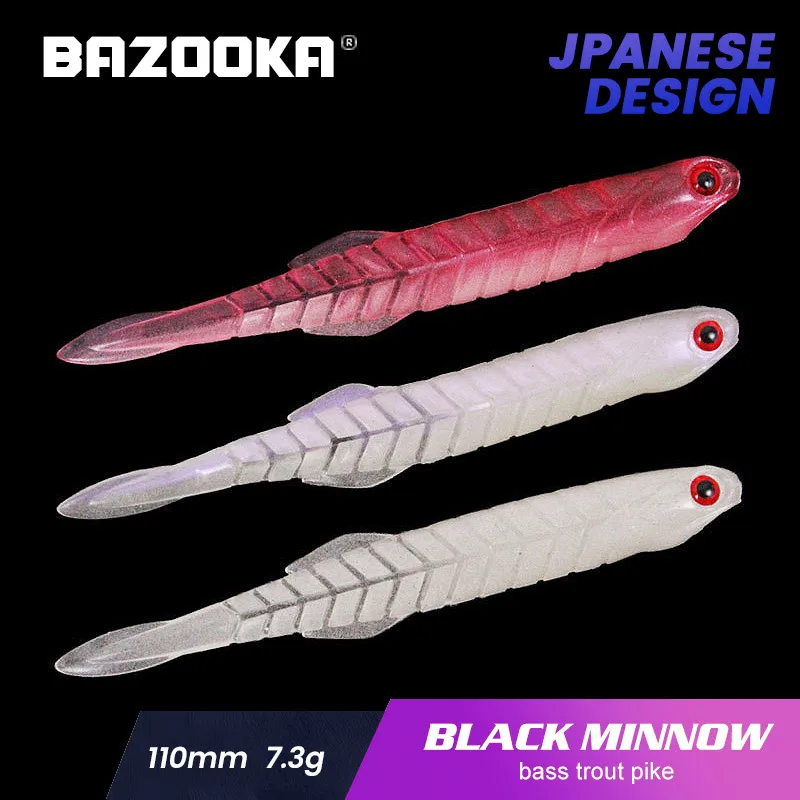 Bazooka Luminous Fishing Soft Lure Sinking Jointed Rock Jigging Shad Shiner Worm Bream Sea Bass Pike Trout Pesca Winter Bait