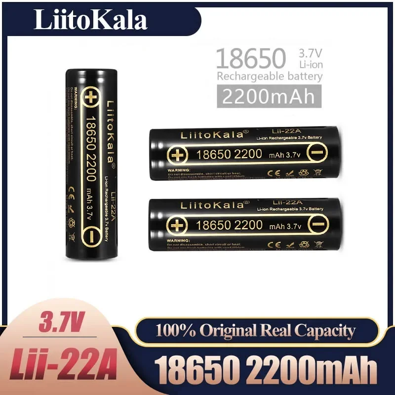 Liitokala-batería de litio recargable para linterna, pila de alta capacidad de 18650 mAh, 3500 V, con luz puntiaguda, lii-22A, 3,7