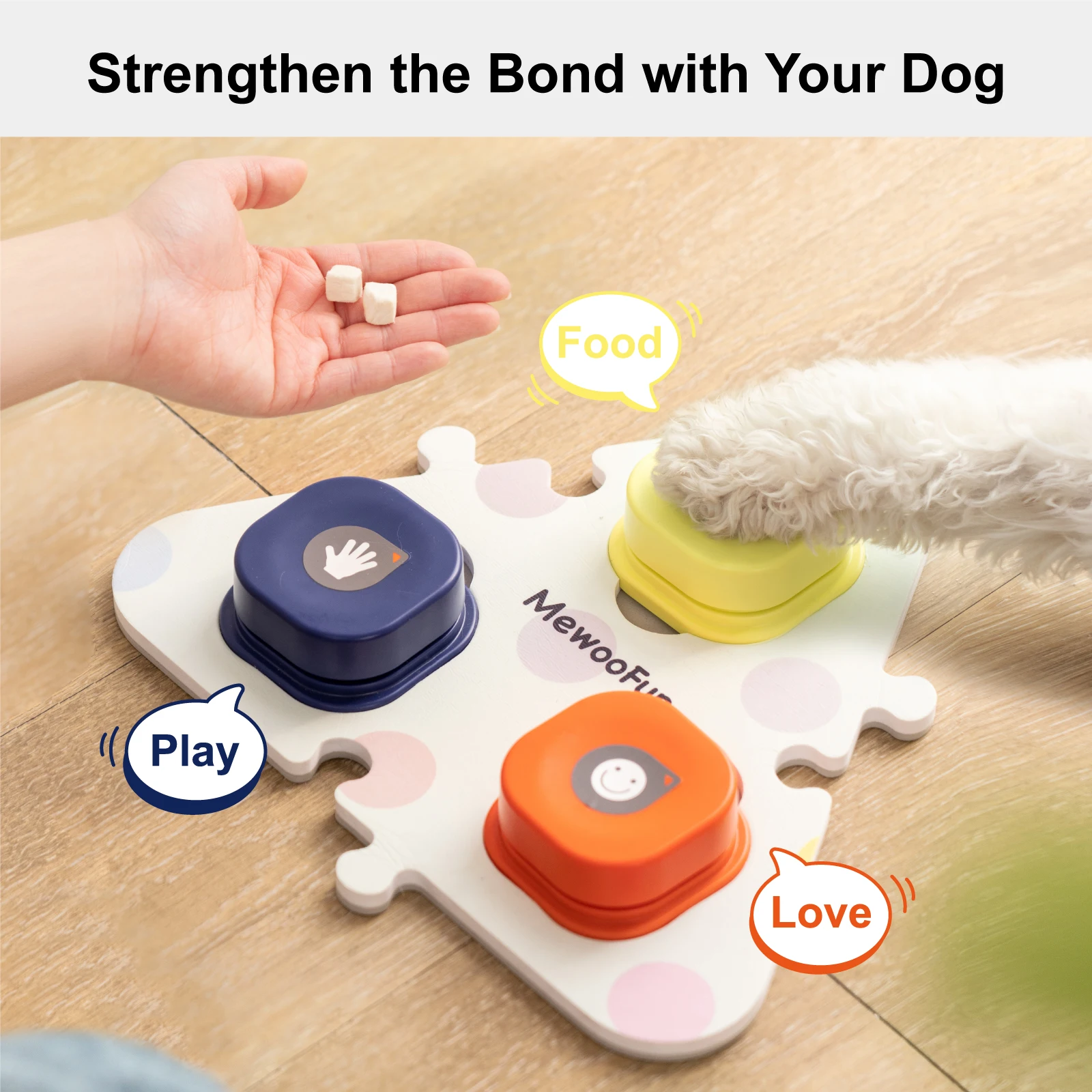 Mewoofun-Dog Botões para Comunicação Starter Pack, Botões Falantes com Esteira para Cães e Gatos, Pet Sound Training Toy