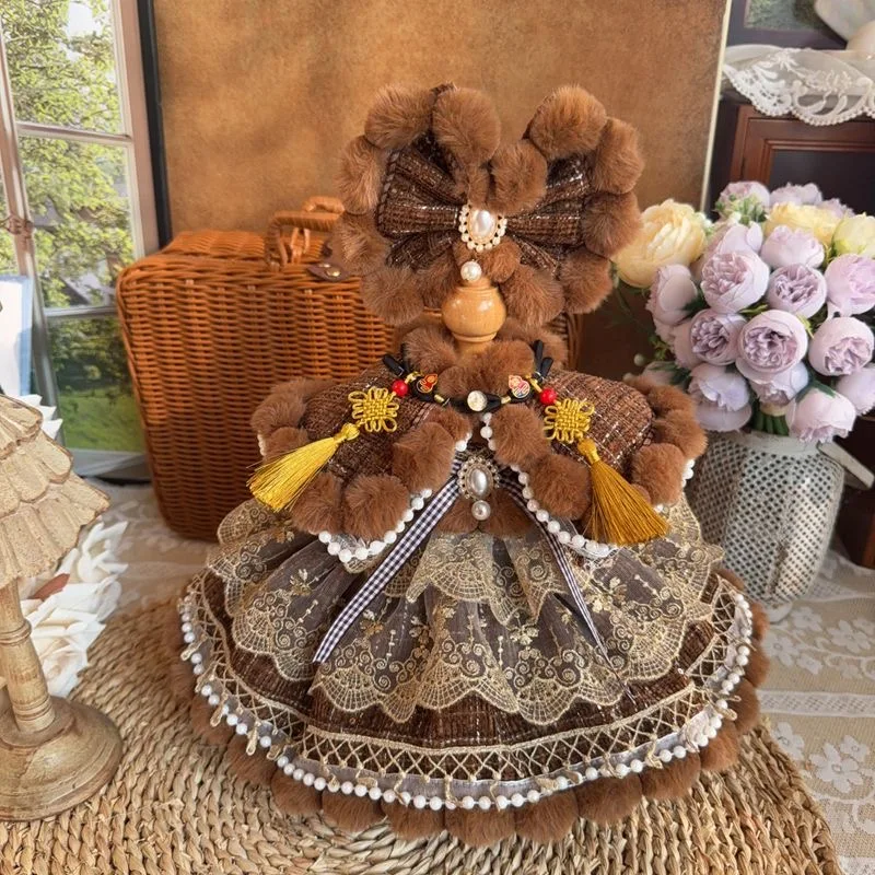 

20CM 40CM Cotton Doll Clothes Winter Brown Evening Dress 50- 55cm Reborn Doll Clothes Free Shipping