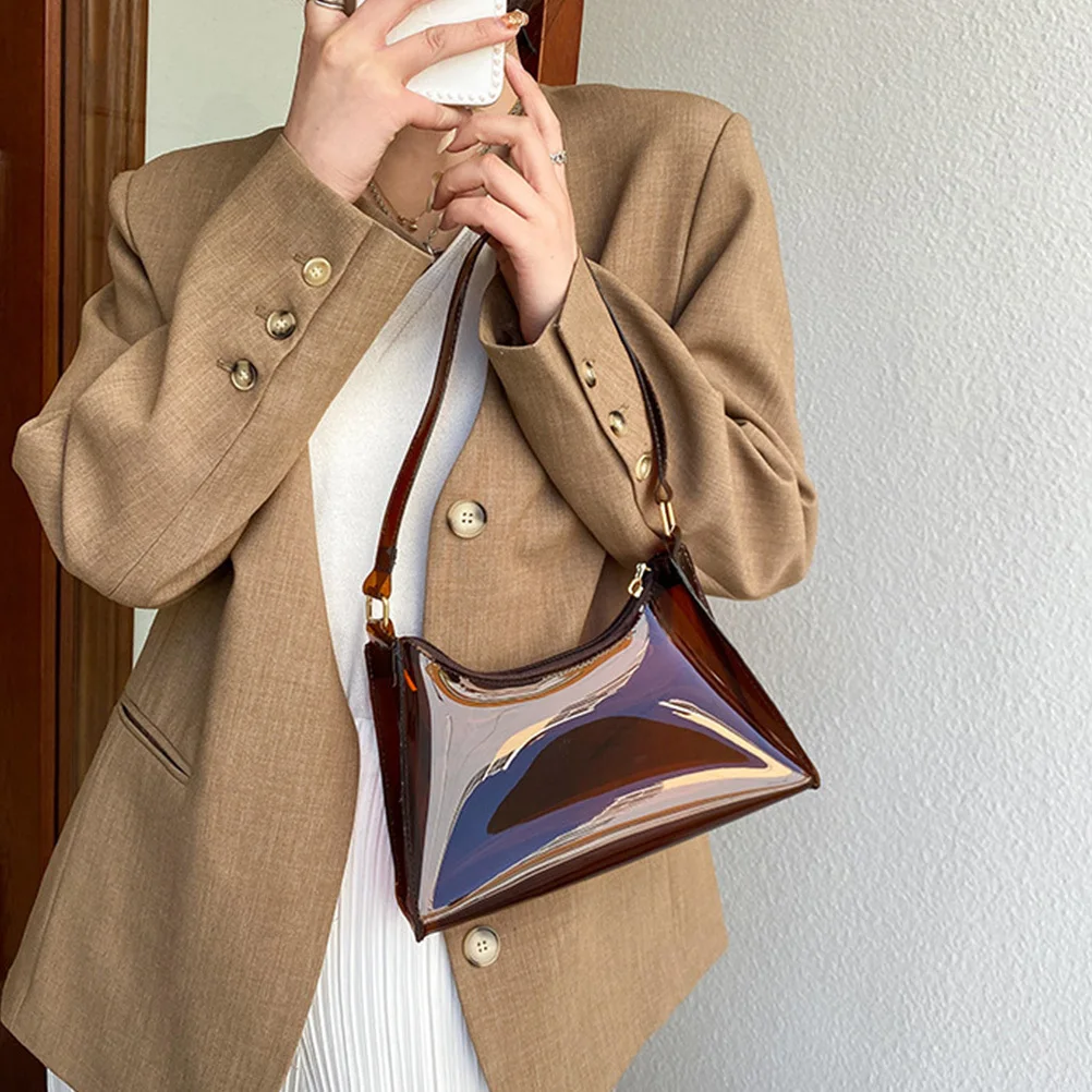 

1Pcs Candy Color Jelly Armpit Handbag Soft Touch PVC Material Anti-Theft Stylish One Shoulder Bag Practical Use for Work