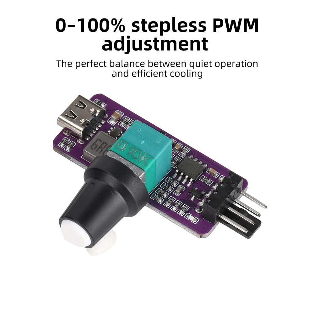 4-Pin PWM Fan Speed Controller 5V to 12V Type-C USB Fan Governor Wind Speed Controller Regulator with Switch Speed Module