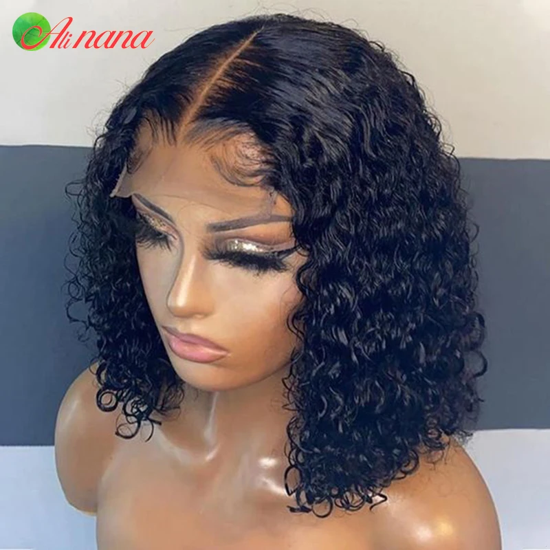 Pelucas de cabello humano brasileño para mujeres negras, pelo rizado con encaje Frontal 13x4, corte Bob corto, color marrón degradado 1B30, predesplumado