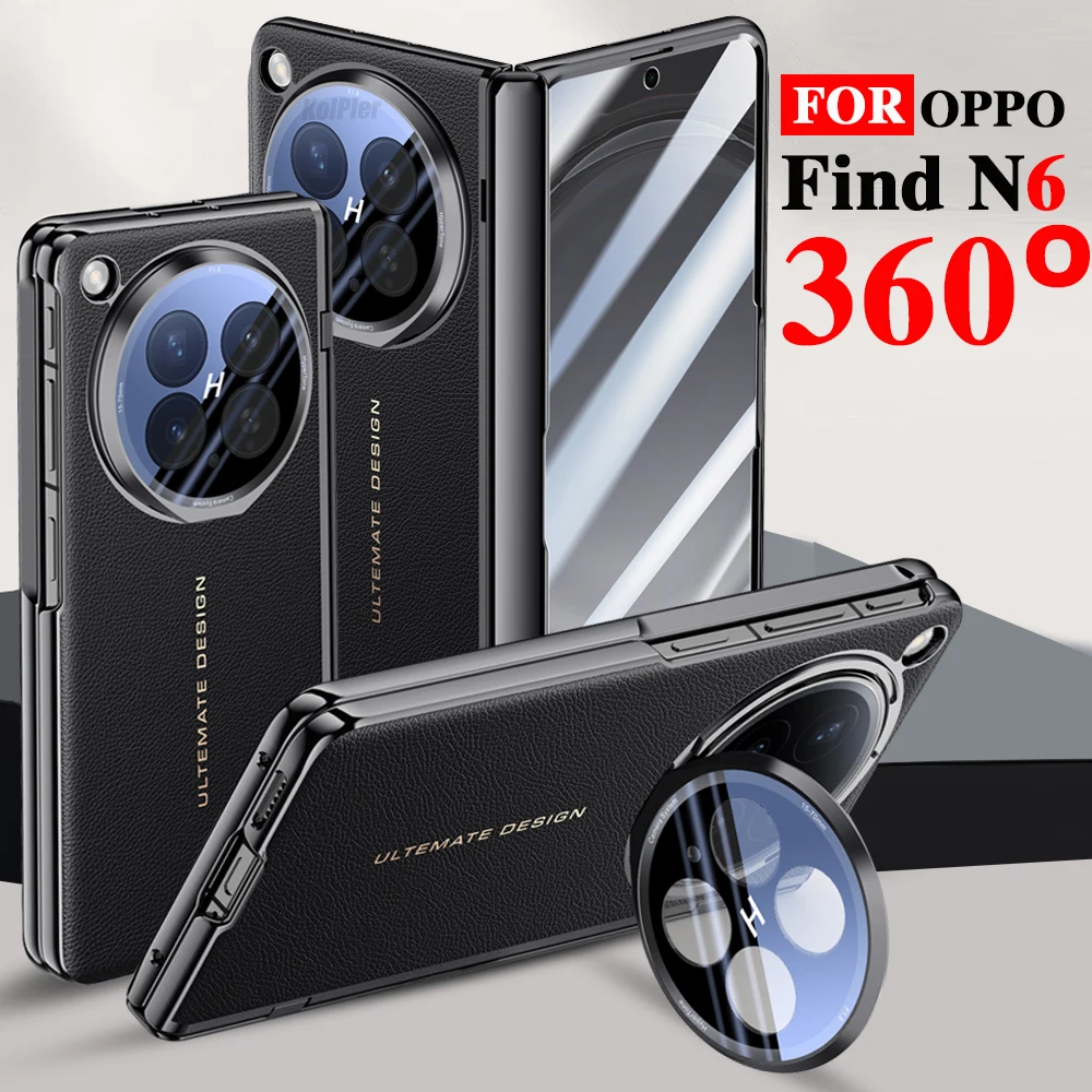 

Luxury Hinge Screen Protector Case for OPPO Find N6 5G Official Case Shockproof Back Cover Kickstand Skin Plating Case