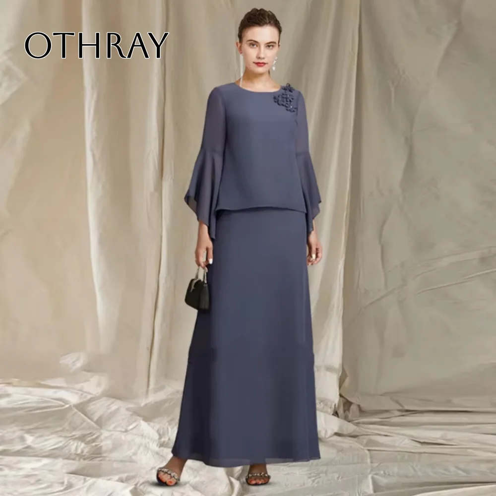 Simple A Line Plus Size Guest Party Gown Scoop Madrina Vestido Fiesta Elegant Mother Of The Bride Dress For Weddings Long Sleeve