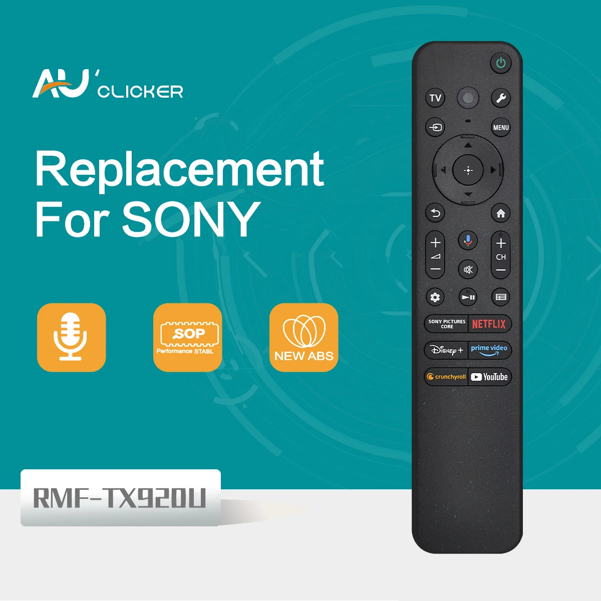 

RMF-TX920U Голосовой пульт дистанционного управления с подсветкой Голосовой пульт дистанционного управления с зарядкой через USB, совместимый с Sony 2023-2025 Smart TV