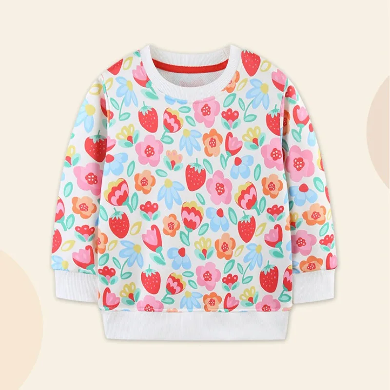 Girls Sweatshirts Fashion Cherry Print Pullover for Kids Spring Autumn Long Sleeved Children Tops Baby T-shirts Toddler Outfits