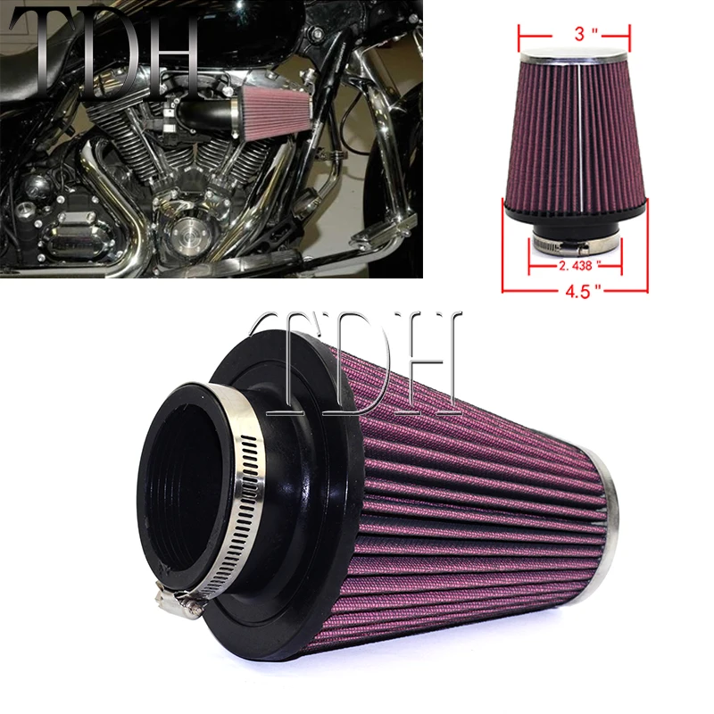 Uniwersalny motocyklowy filtr powietrza motocykl wlot powietrza 62mm zmodyfikowany dla Harley Chopper Bobber Cafe Racer Honda Yamaha Kawasaki