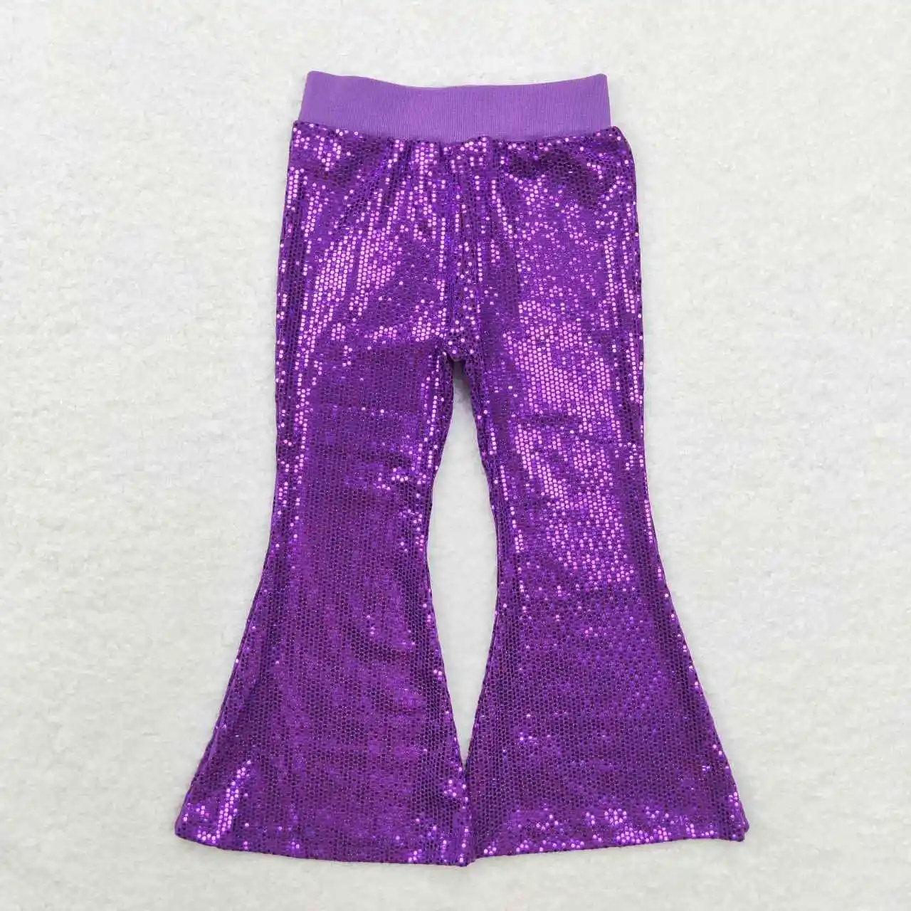 New Fashion Autumn And Winter Baby Toddler Girls Purple Mesh Sequined Trousers Wholesale Boutique Children Long Pants RTS