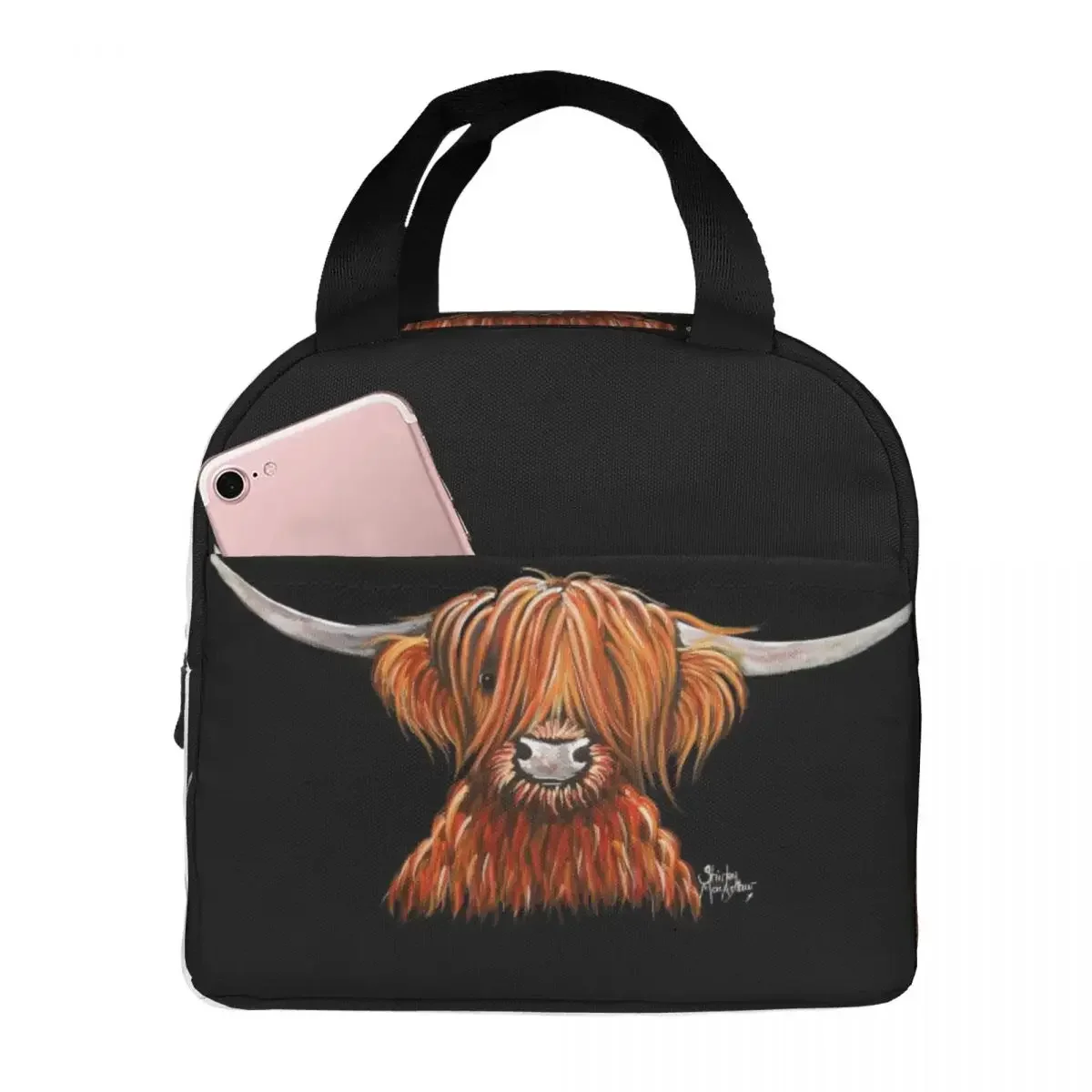 Scottish Highland Cows Lunch Bags Insulated Bento Box Portable Lunch Tote Resuable Picnic Bags