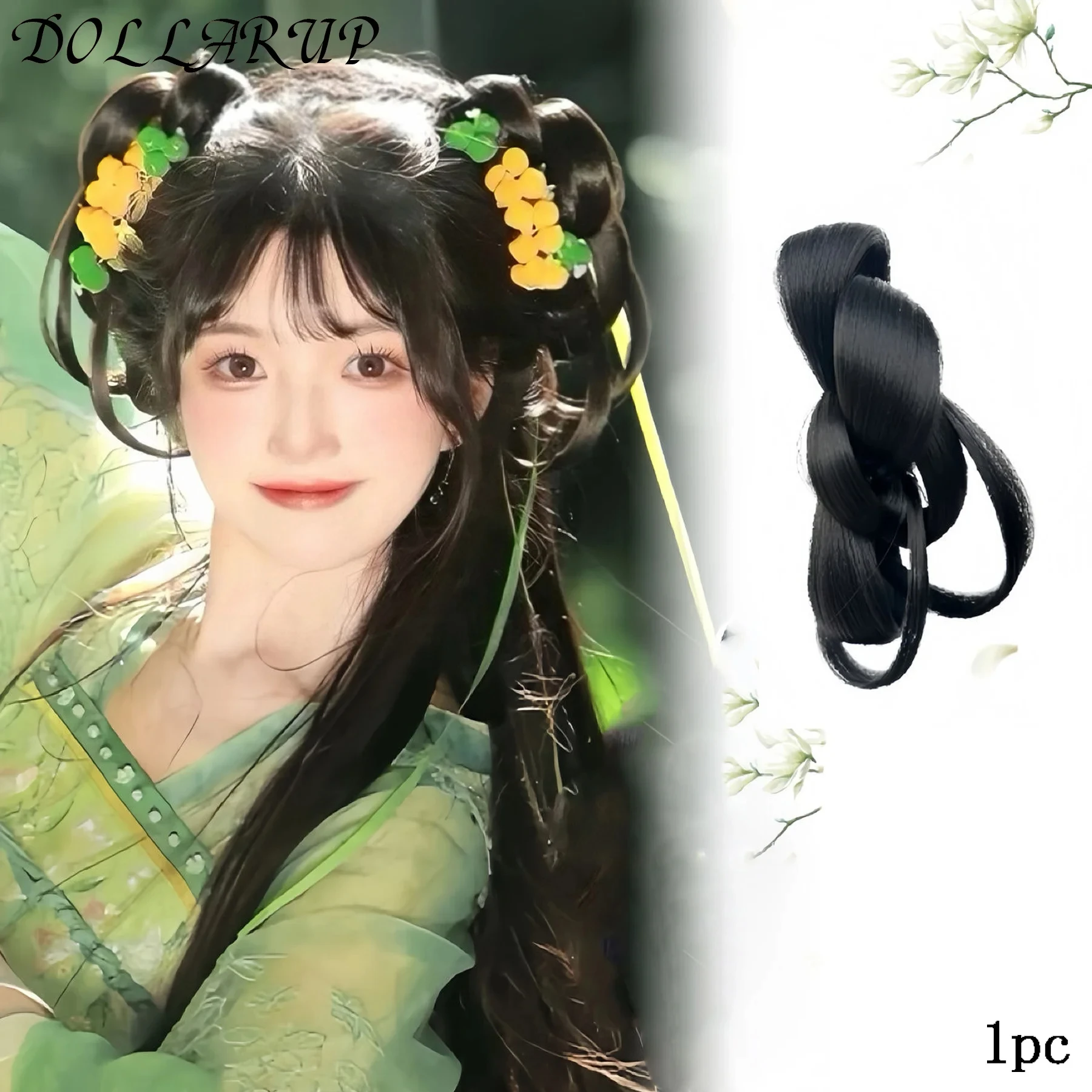 JKL الاصطناعية الصينية التقليدية الرجعية الشعر الأسود Chignon وهمية Hanfu كعكة الشعر وسادة عالية القديمة الأميرة التلفزيون شعر مستعار تأثيري #4