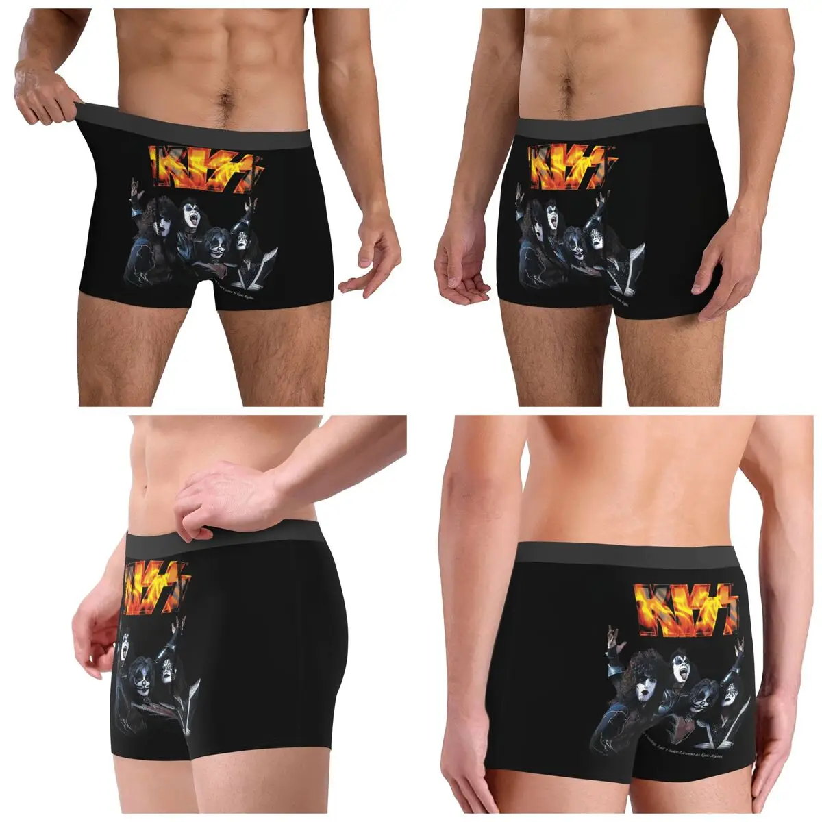 Boxer Underpants Shorts Kiss Rock Band Retor Panties Male Soft Underwear for Homme Man Boyfriend Gifts