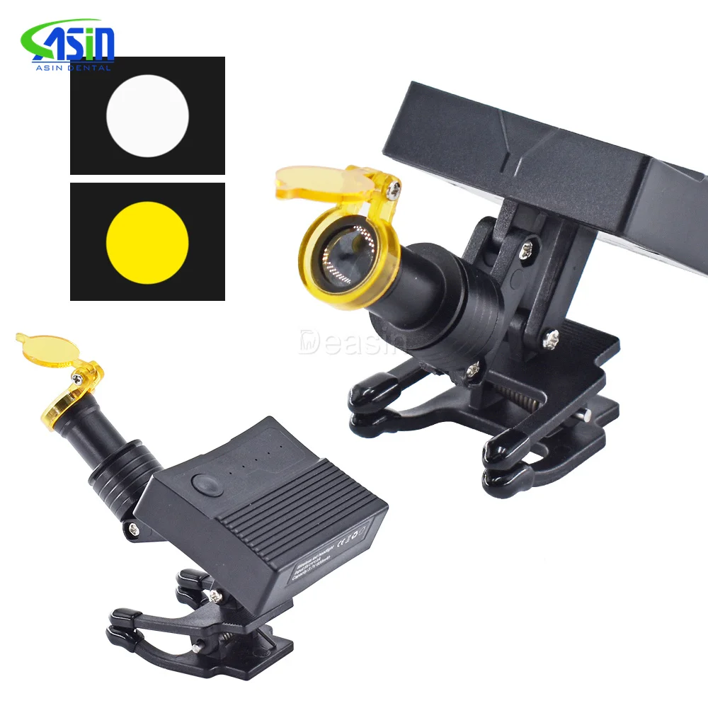 

5W Wireless LED Headlight for Loupes Magnifier Brightness Adjustable Spotlight Headlamp with Glasses Clip Yellow Filter