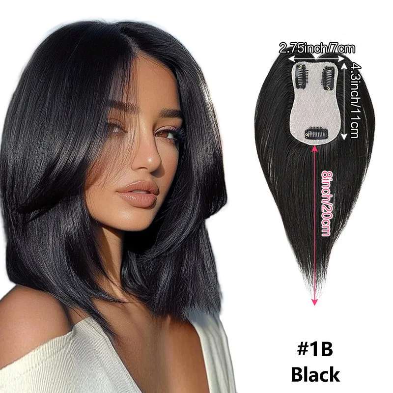 

Топпер из натуральных волос на заколке для женщин с тонкими волосами | Верхние наращивания волос для истонченных волос и алопеции