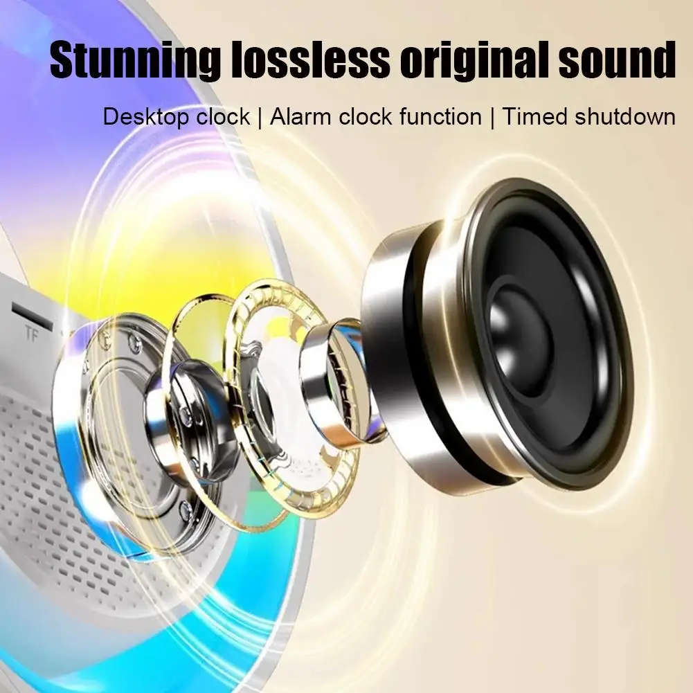 New Bluetooth Speaker Wireless Charger Table Lamp RGB Alarm Clock Sound Box LED Portable Mini Party Loudspeaker
