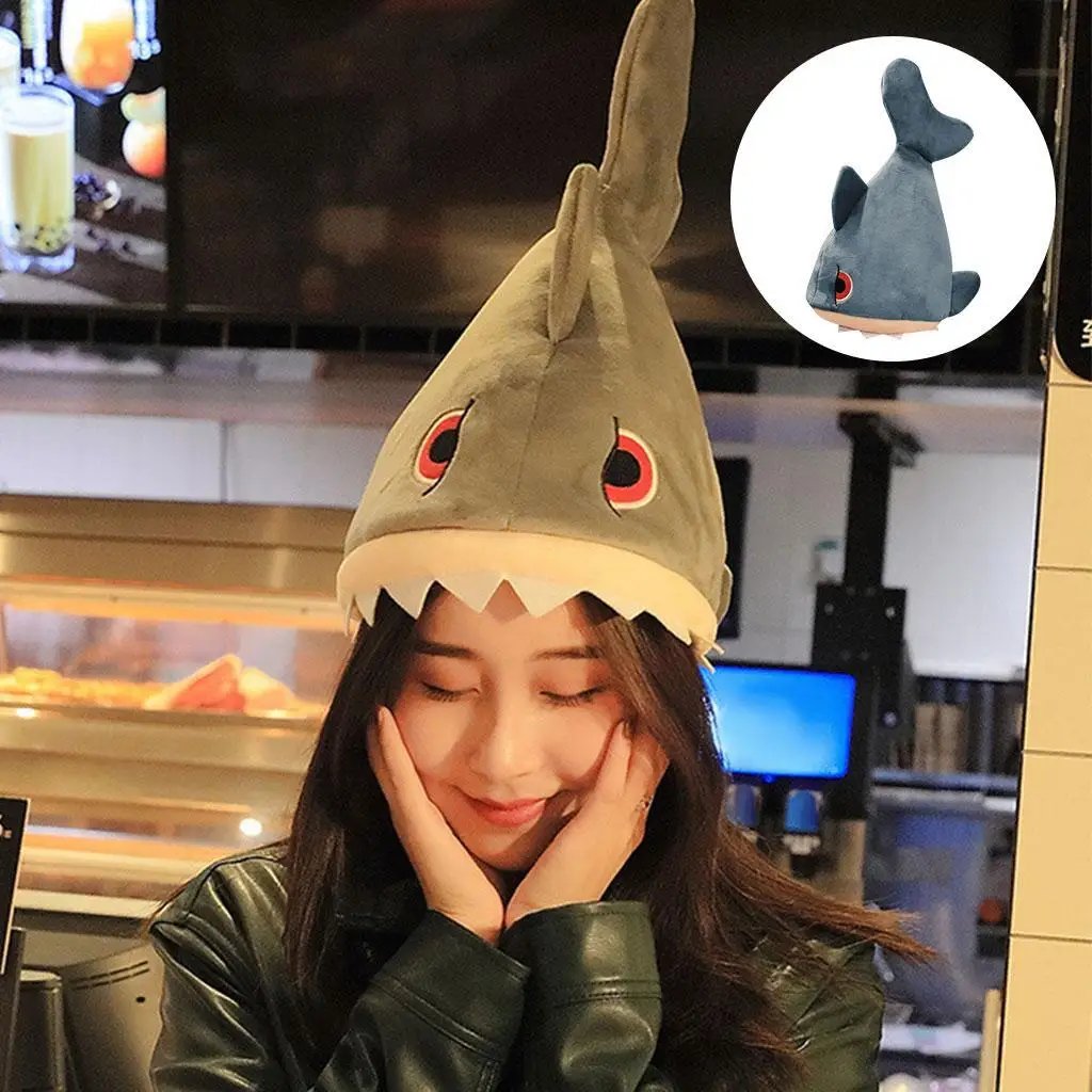 Funny Animal Party Shark Hat Costume Accessory Winter for Adults Photo Props Dacing Shark