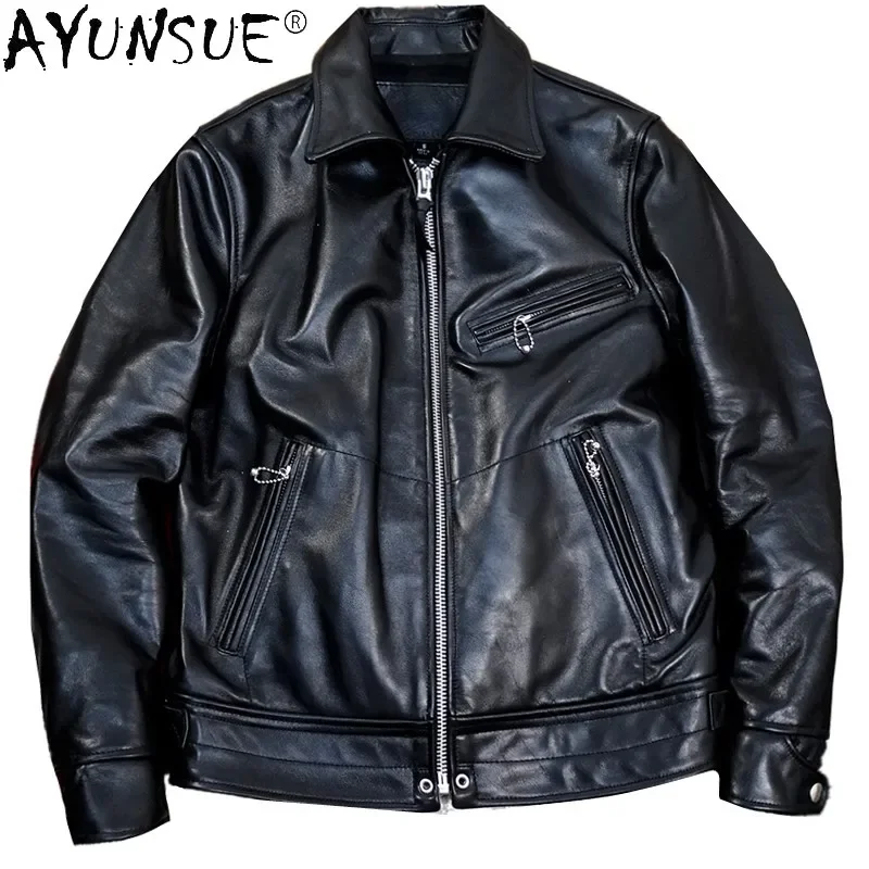 

AYUNSUE Real Leather Jacket Men Motorcycle Coat Spring Autumn Natural Horsehide Jackets Short High Quality Veste Cuir Homme KJ