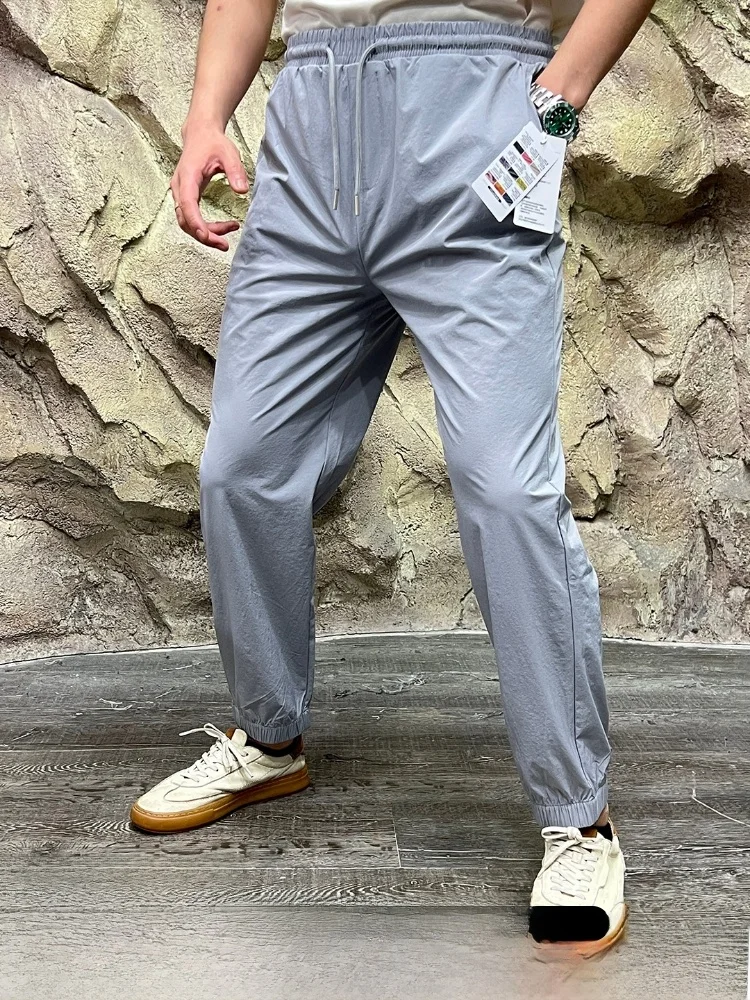 

Легкие повседневные брюки с технологией быстрого высыхания для мужчин, образец для примерочной, эластичный пояс с завязками, удобные, весна-лето, молодежные