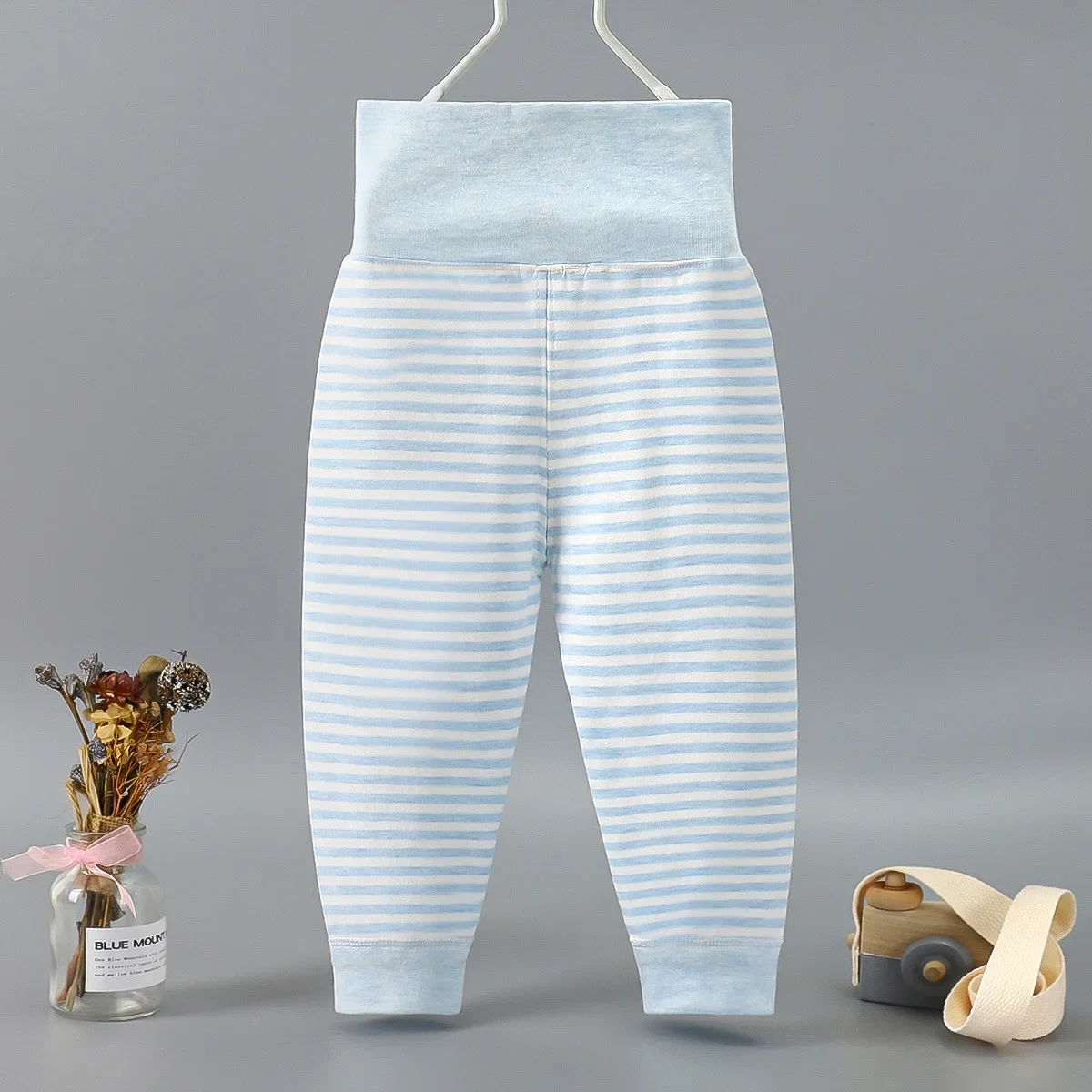 Baby High Waist Belly Pants Baby Colored Cotton Thread Pants Newborn Autumn Pants Bottom Single Leg Autumn