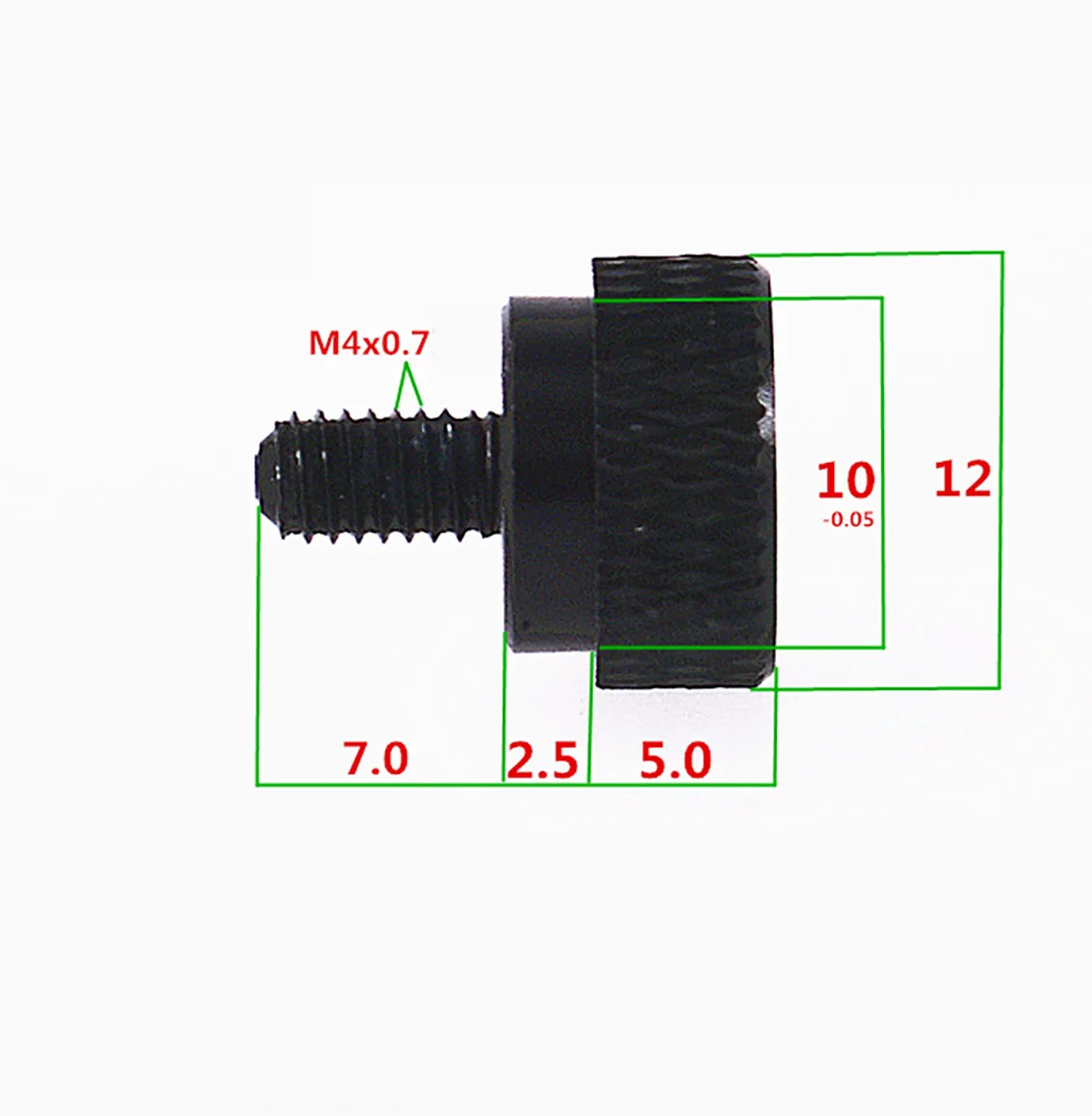 5Pcs Black Thumb Screw M4*7mm Aluminum Alloy Flat Head Knurled Step Hand Tighten Bolts Camera DIY Parts